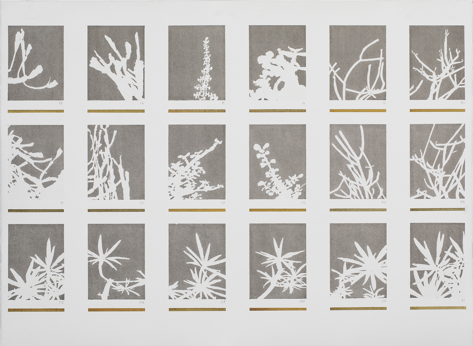 Mary Anne Imhof, Mí Jardín # 1-8. Genius loci 3, 2021, Aquarell auf Papier Arche, selbstproduzierte Pigmente aus selbstgesammelten Mineralien und Erde und Aquarellfarben aus Eigenproduktion.