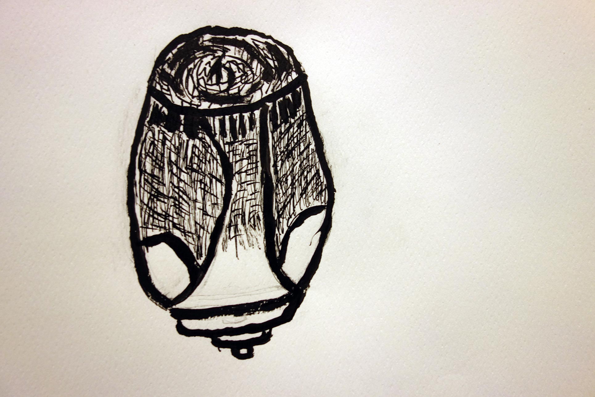Natural studies: ink drawing of an artichoke, year 9 and 10