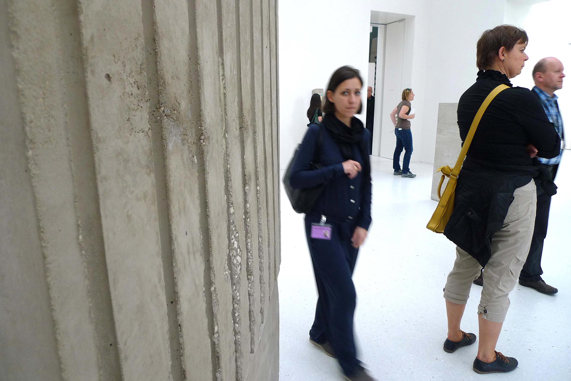 Rossella Biscotti appears behind her work The Process, 2010-2012, (Photo: Barbara Fässler)